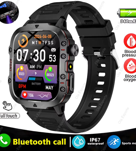 Original Men Smartwatch Flashlight Bluetooth Call Fitness Clock IP68 Waterproof Sports Men for Xiaomi Android Smart Watch 2024