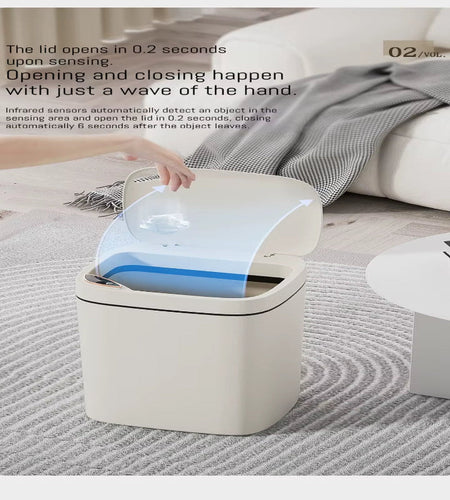 16L Smart Bathroom Trash Can White Non-Contact Narrow Smart Sensor Trash Can Smart Home Automatic Bagging Electronic Trash Can