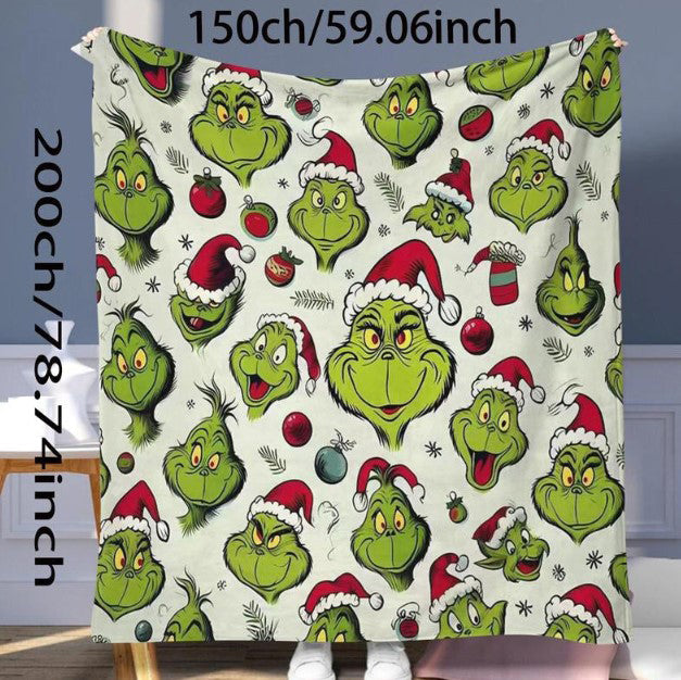 Grinch Pattern Throw Blanket